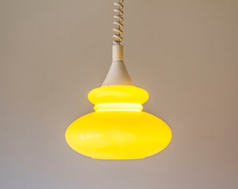 Vintage 1970s Yellow Glass Rise and Fall Pendant Light by Vrieland Design Holland