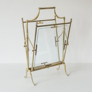 Mid-Century Maison Baguès attrib. Brass & Clear Glass Magazine Rack 1950s–60s