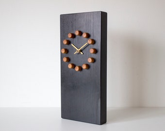 Vintage 1976 Wooden Wall Clock Design Van Tol Holland - 70s Design Brutalism