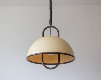 Vintage 1970s Mushroom Rise and Fall Pendant Light by Marbach Leuchten Germany