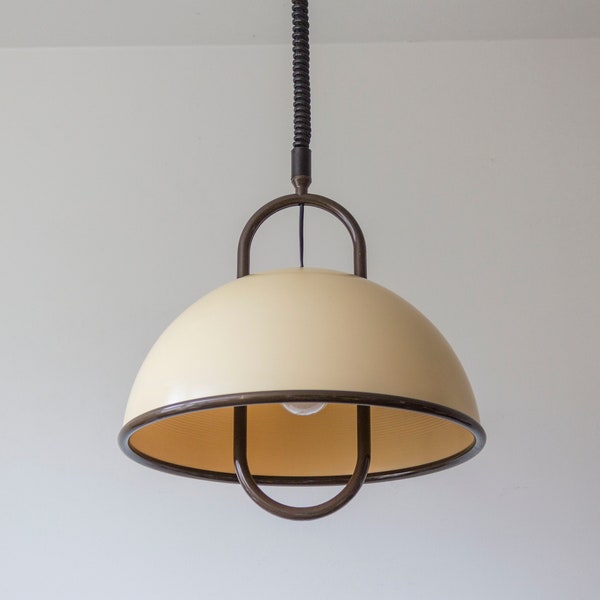Vintage 1970s Mushroom Rise and Fall Pendant Light by Marbach Leuchten Germany