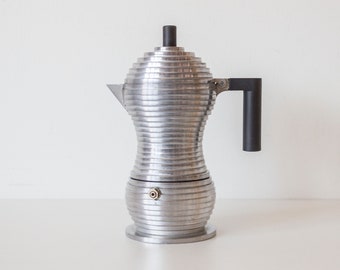 Signed 2015 First Edition Alessi "Pulcina" 3 cups Coffee Maker by Michele De Lucchi - Memphis Group Designer