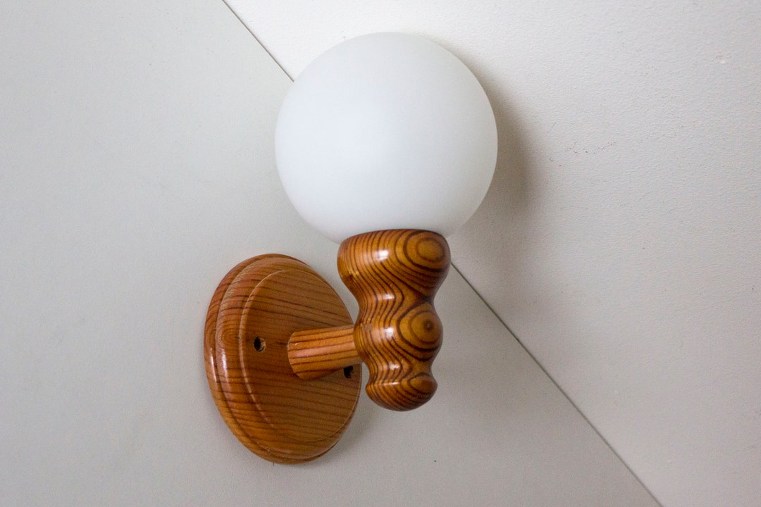 Vintage Swedish or Scandinavian Turned Pine Brutalist 70s Wall Sconce ...