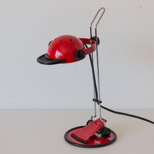 Vintage 1980s Red Desk Lamp Memphis Style | Clip & Wall Mount | Halogen | 220V