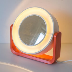 Vintage Allibert Space Age W93 make-upspiegel, jaren 1970, verlicht, dubbel vergrotend, wandmontage, EU-stekker
