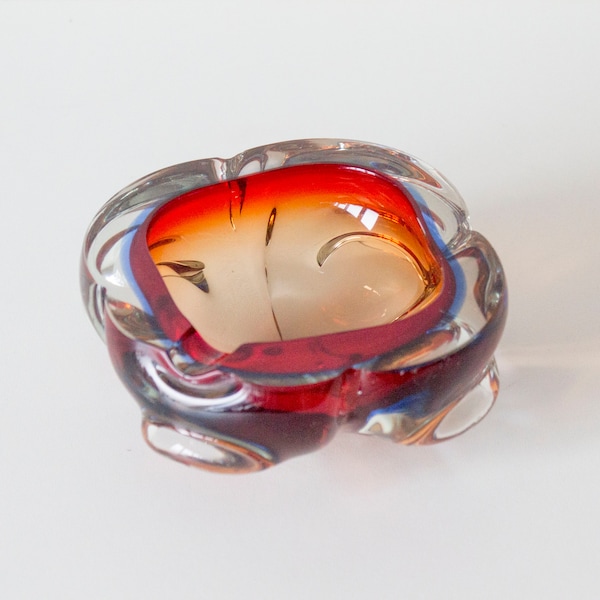 Vintage Colored Murano Glass Ashtray, Italy 1950s