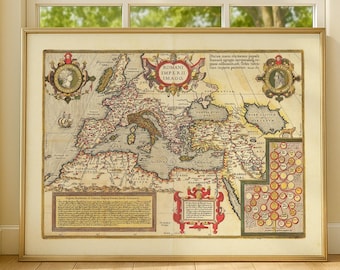 Antique Roman Empire Map Print | Romani Imperii Imago by Abraham Ortelius (1584) | Vintage History Wall Art