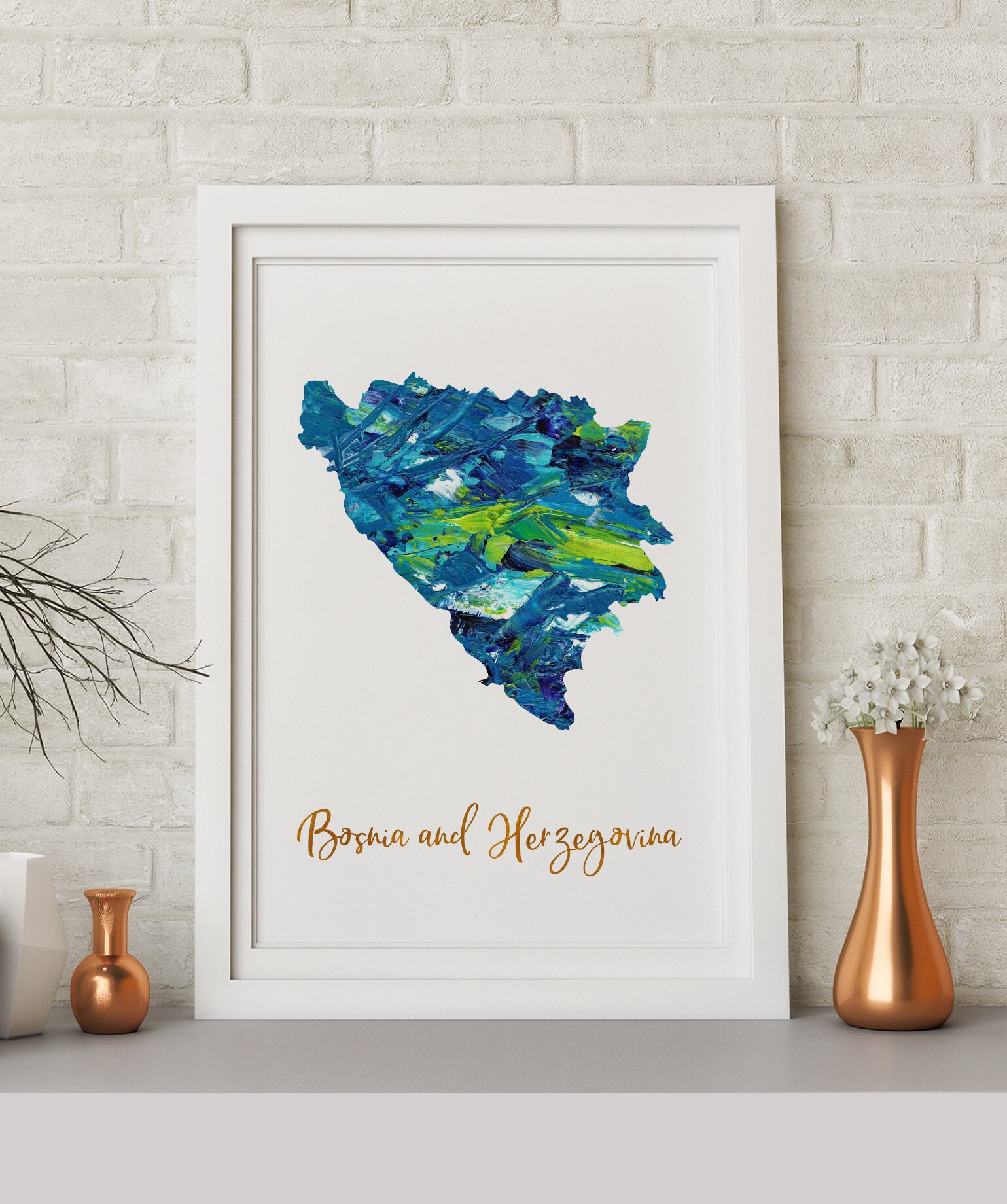 Bosnia and Herzegovina Map art poster print wall decor Travel | Etsy