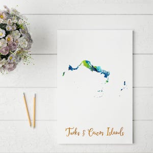 Turks Caicos Islands poster print map wall art Travel Gift for him her Travel Map office home