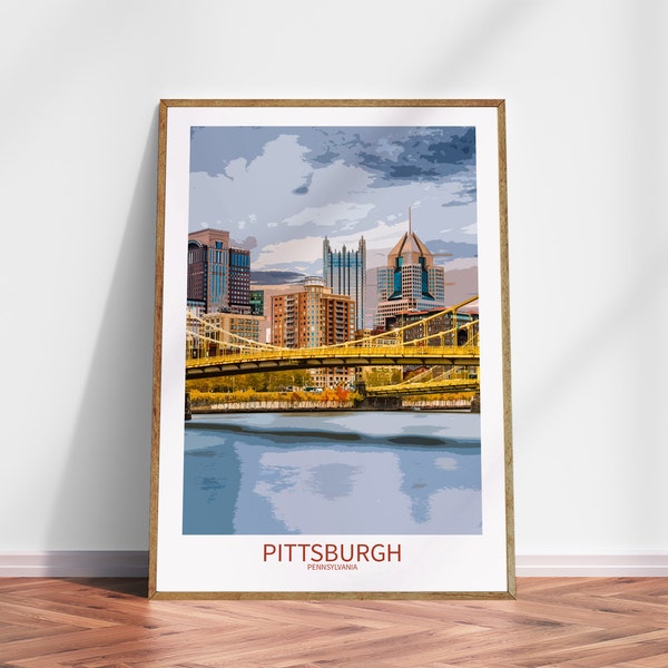 Pittsburgh poster print Pennsylvania wall art Pittsburgh poster Pittsburgh art Pennsylvania poster print Travel Map office home Gift