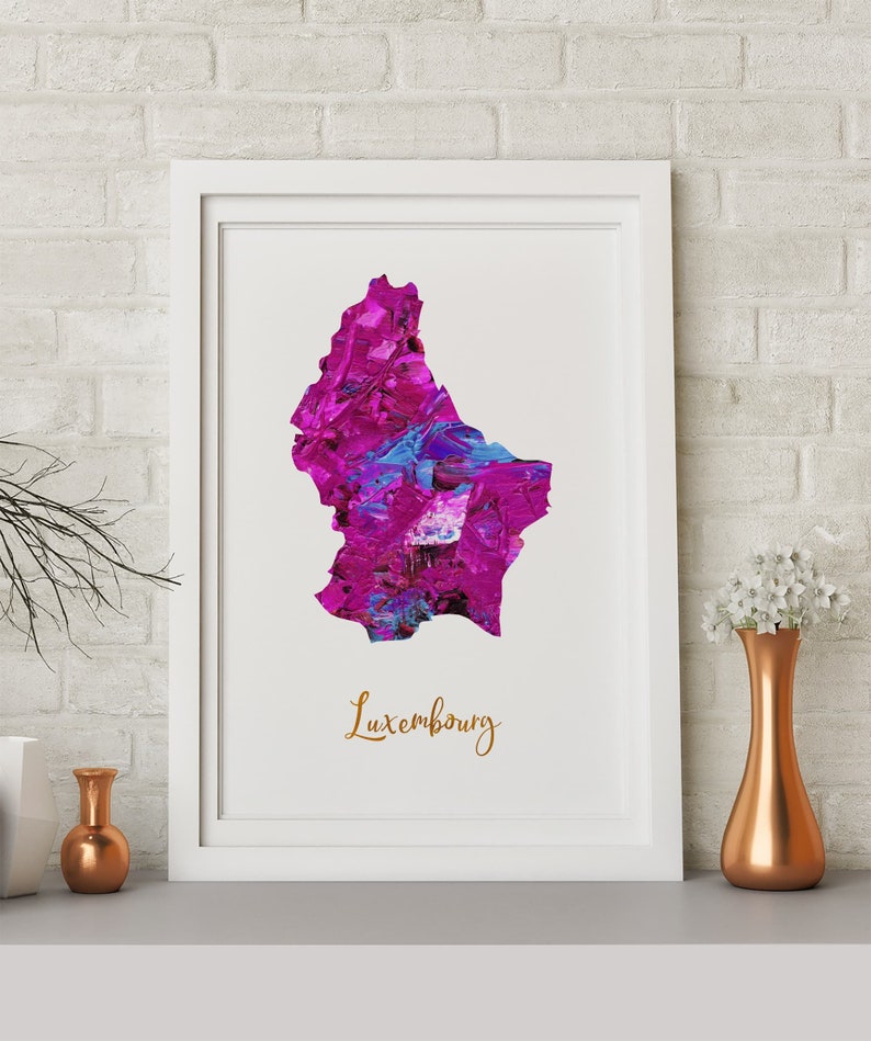 Luxembourg Map art poster print wall decor Travel Map office home Gift