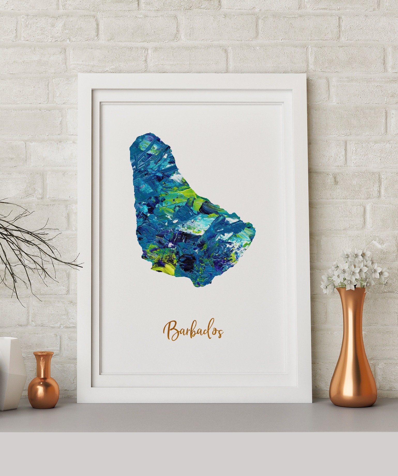 Barbados print Barbados poster Barbados art Barbados Map Etsy