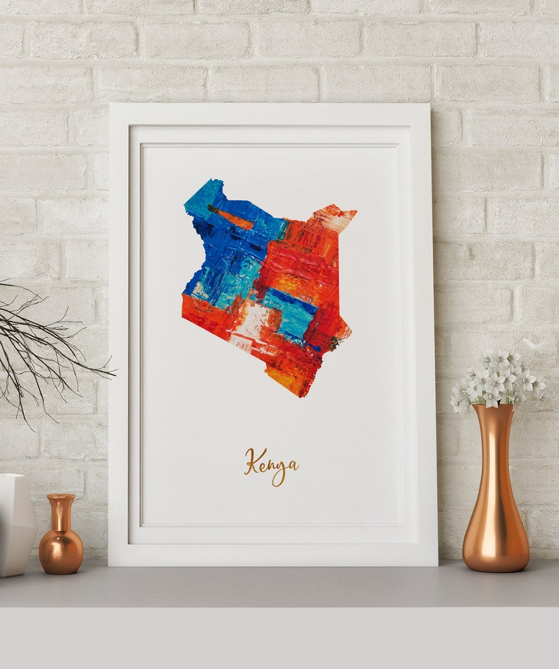 Kenya Map art poster print wall decor Travel Map office home Etsy