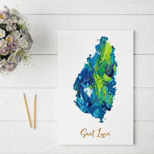 Saint Lucia poster print map wall art Travel Gift for him her Travel Map office home