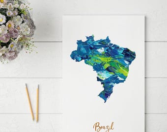Abstract Brazil Map Print | Unique and Colorful Wall Art