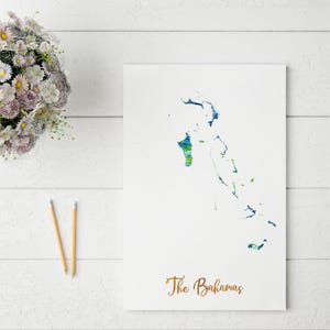 Abstrakte Bahamas Karte Drucken | Einzigartige und farbenfrohe Wandkunst