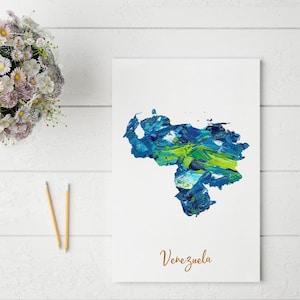 Abstrakt Venezuela Karte Drucken | Einzigartige und farbenfrohe Wandkunst