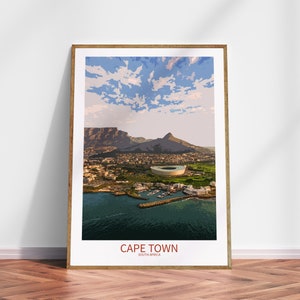 Impression d&#39;affiche du Cap, Afrique du Sud, art mural, affiche du Cap, impression d&#39;art du Cap, Afrique du Sud, carte de voyage, bureau, maison, cadeau