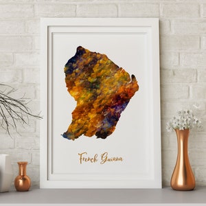 Französisch-Guayana Poster Druck Karte Geschenk Wand Kunst Reise Karte Büro zu Hause