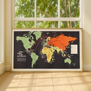 Cold War World Map Poster | Global Pattern of the Red Offensive | Vintage Political Map Print