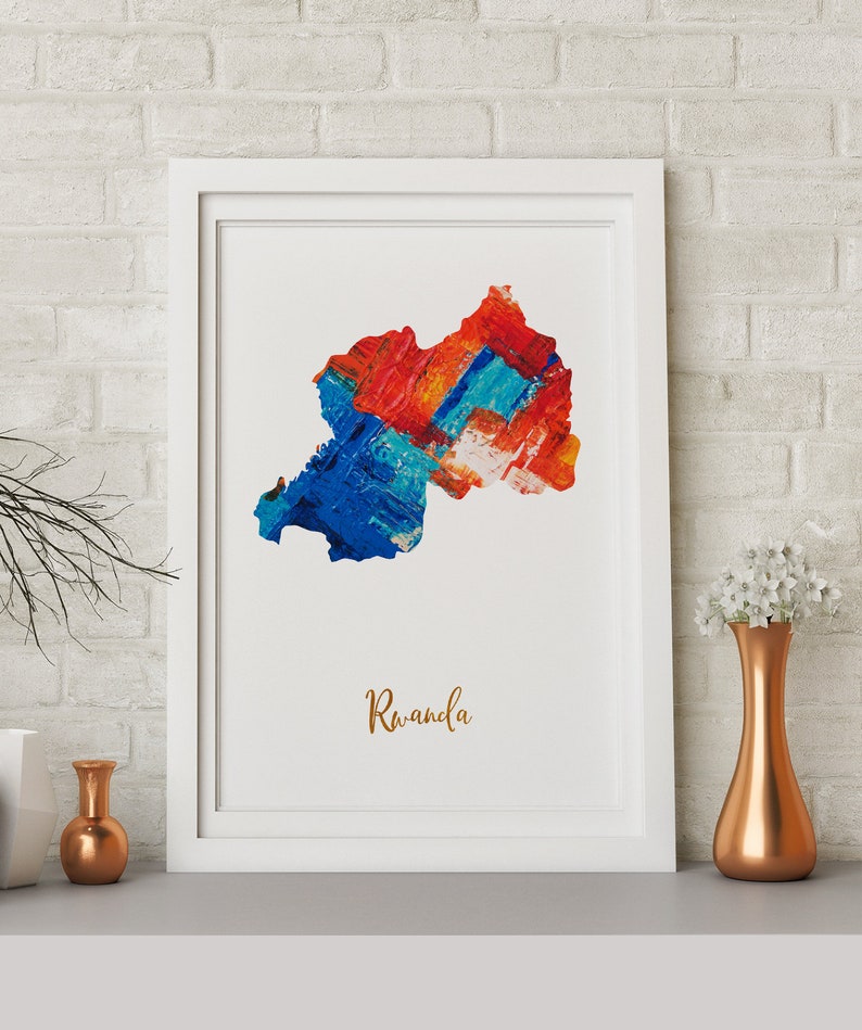 Rwanda Map art poster print wall decor Travel Map office home Gift