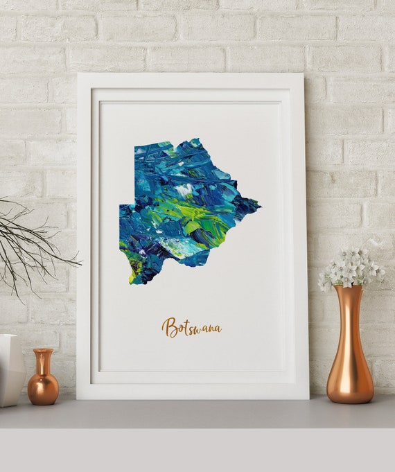 Botswana art Botswana Map Botswana print Botswana poster wall | Etsy