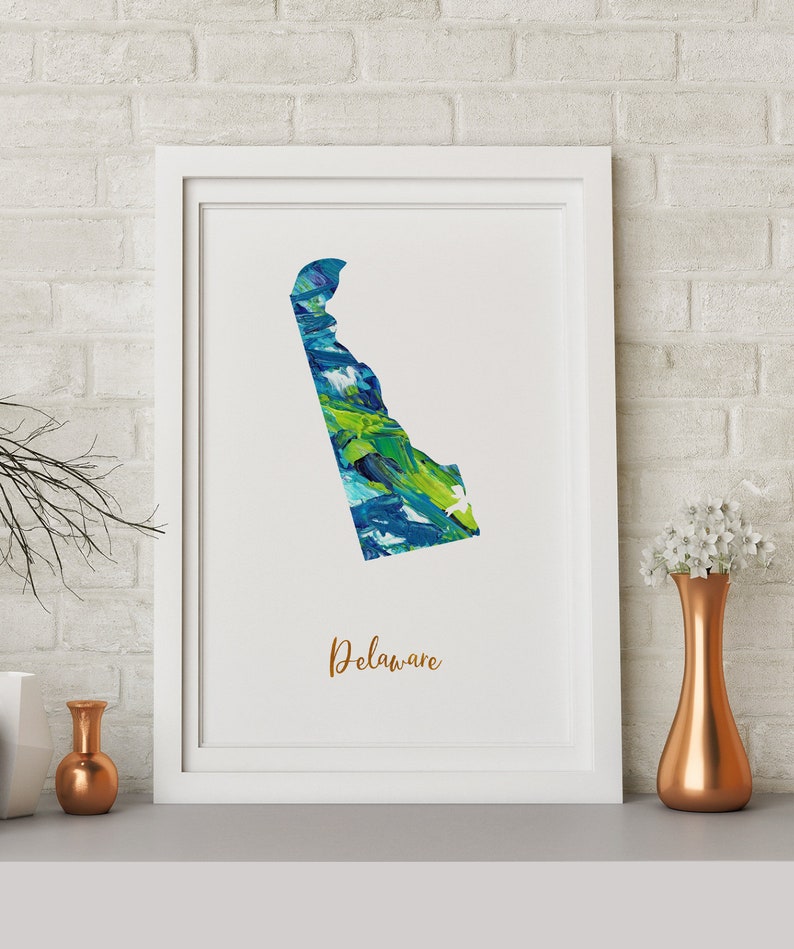 Delaware map poster art print wall decor Travel Map office home Gift