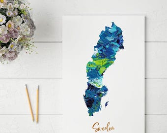 Abstract Sweden Map Print | Unique and Colorful Wall Art