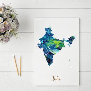 Abstrakte Indien Karte Drucken | Einzigartige und farbenfrohe Wandkunst