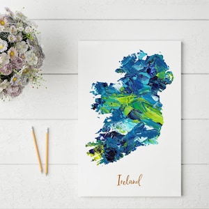 Abstracte kaart van Ierland | Unieke en kleurrijke muurkunst