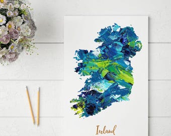 Abstract Ireland Map Print | Unique and Colorful Wall Art