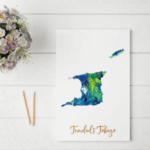 Abstrakcyjna mapa Trynidadu i Tobago | Wyjątkowa i kolorowa sztuka ścienna