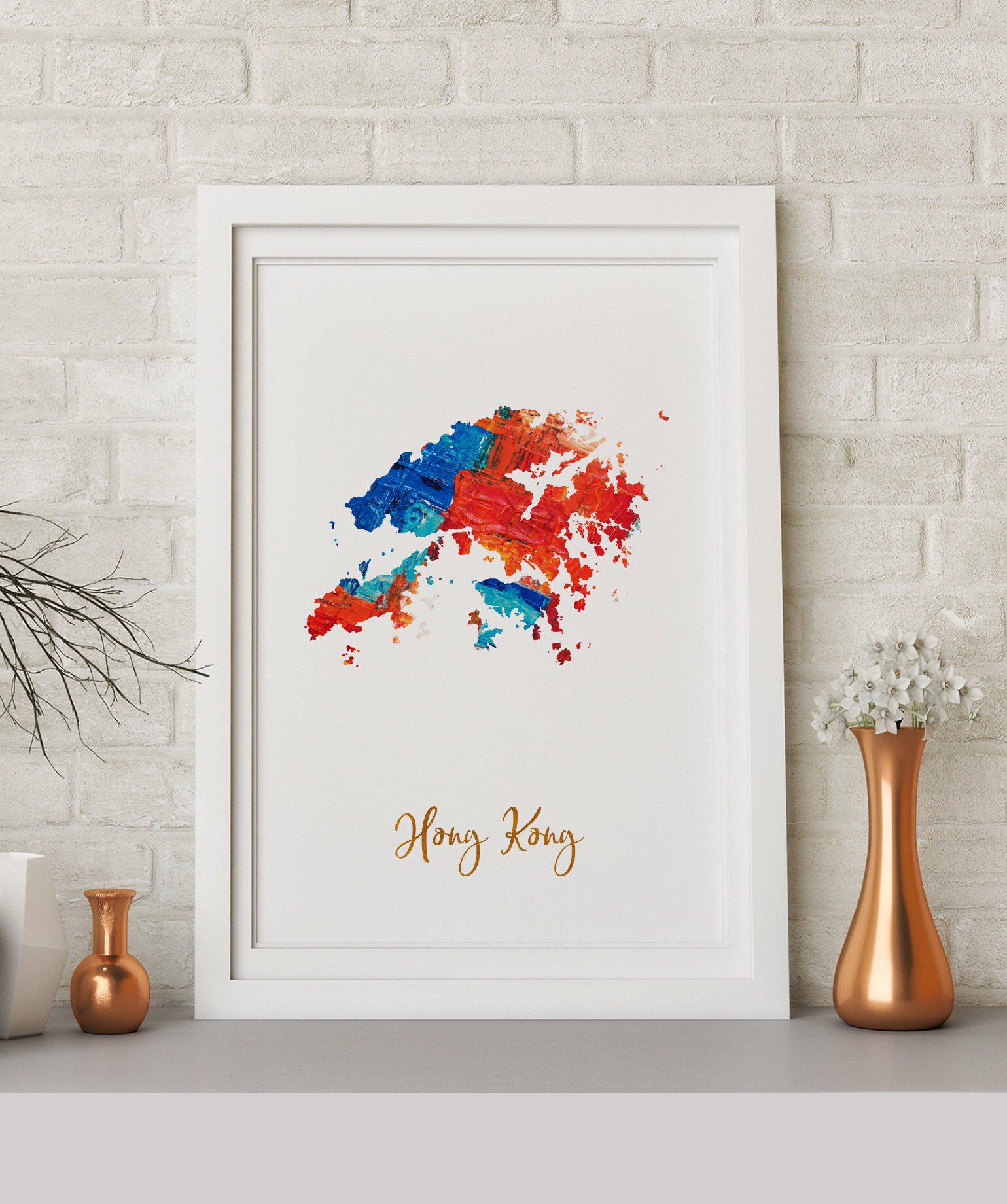 Hong Kong Map art poster print wall decor Travel Map office | Etsy