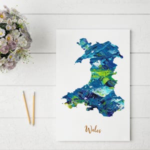 Abstrakcyjna mapa Walii Cumry | Wyjątkowa i kolorowa sztuka ścienna