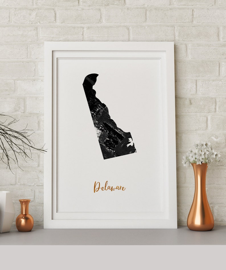 Delaware map poster art print wall decor Travel Map office home Gift
