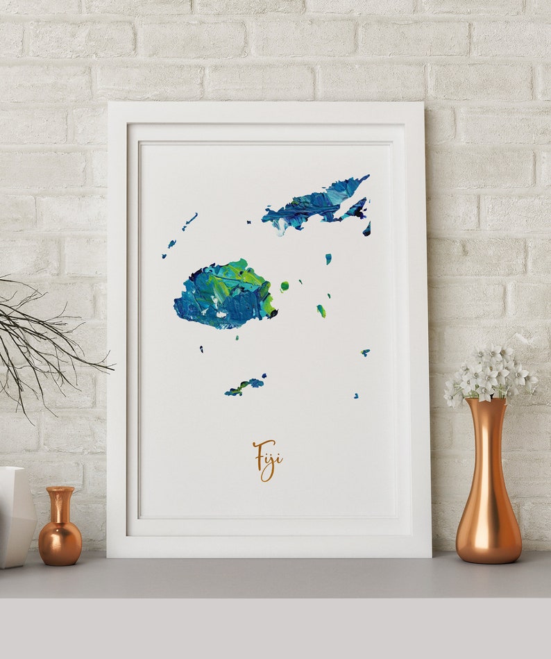 Fiji Map art poster print wall decor Travel Map office home Gift
