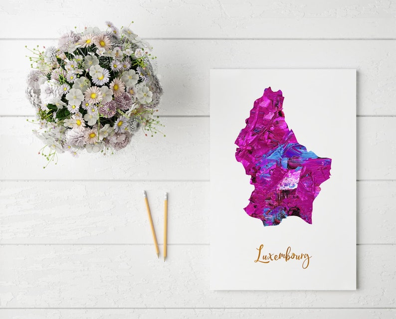 Luxembourg Map art poster print wall decor Travel Map office home Gift