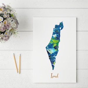 Abstrakte Israel Karte | Einzigartige und farbenfrohe Wandkunst