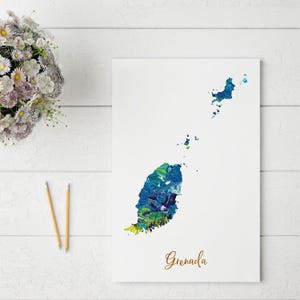 Abstract Grenada Map Print | Unique and Colorful Wall Art