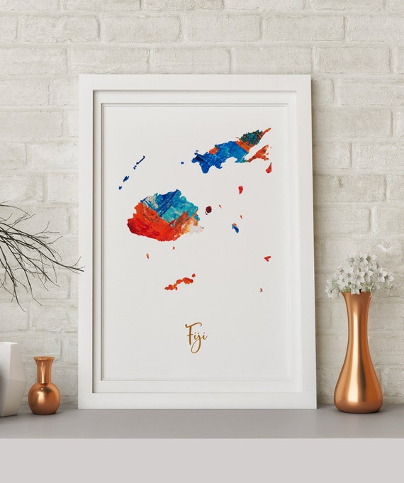 Suva Print Watercolor Art State Art Christmas Gift Wall Decor Bedroom Decor Map Print Fiji Map Print Fiji Poster Travel Poster