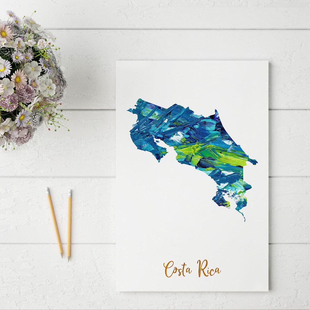 Costa Rica Map Print | Unique and Colorful Wall Art - Etsy