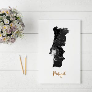 Abstracte kaartprint van Portugal | Unieke en kleurrijke muurkunst