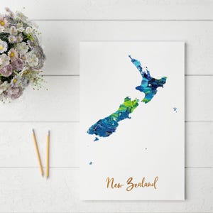 Carte abstraite de la Nouvelle-Zélande | Art mural unique et coloré
