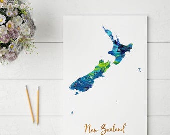 New Zealand Map Print | Unique and Colorful Wall Art