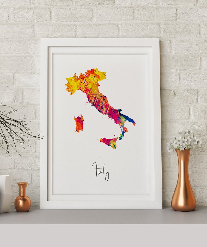 Italy Map art poster print wall decor Travel Map office home Gift
