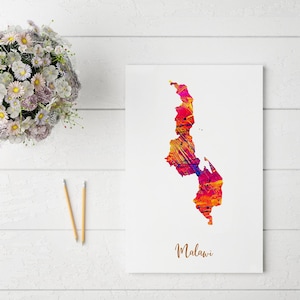 Abstract Malawi Map Print | Unique and Colorful Wall Art