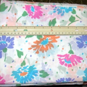 COLORED FLOWERS on WHITE Quilt Fabric 45&quot; wide x 3 yards