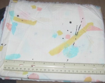 PASTEL COLORS on WHITE Cotton Quilting Fabric 2 yds x 45 in wide