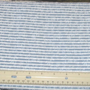 WHITE LEAVES on BLUE & White Stripe Cotton Quilt Fabric 2+ yds long x 44&quot; wide