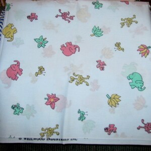 Monkeys & Elephants on pale blue Cotton fabric 45&quot; wide x 1 1/4 yards long